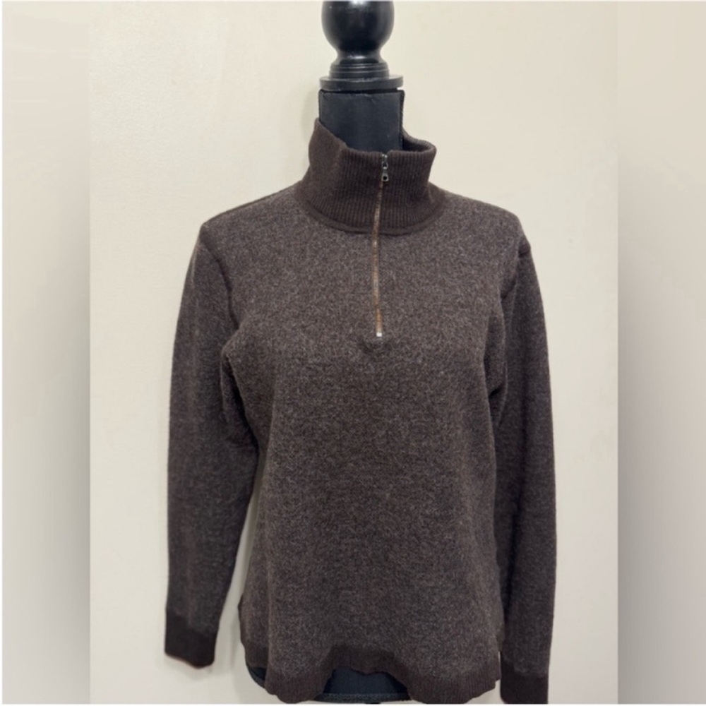 Robert Graham Women’s Brown Quarter-Zip Knit  Sweater L